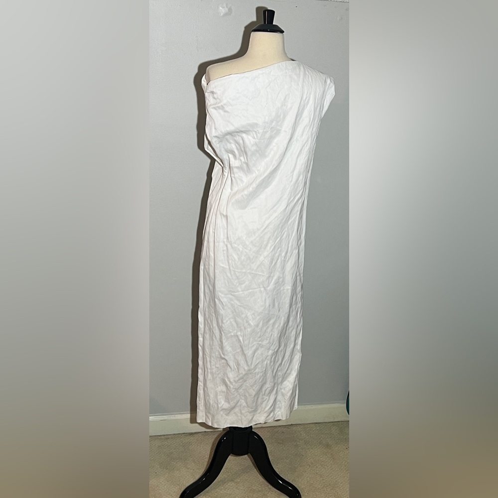 ZARA ZW Collection Asymmetric Crinkle Dress, White, XS - Picture 7 of 12
